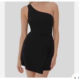 French Connection Whisper One Shoulder Envelope Dress (size: 10 US, black)